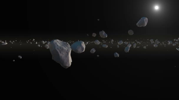 Les astéroïdes se déplacent dans l'espace. Étoile sur le fond 