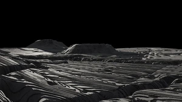 La surface lunaire et la planète sur le fond noir de l'espace — Photo