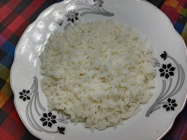 Arroz Color Blanco Placa — Foto de Stock