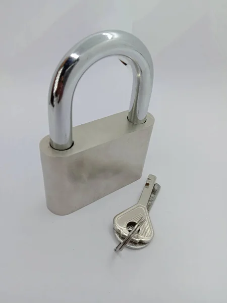 Lock Key Closeup Gray Background — Stock Photo, Image