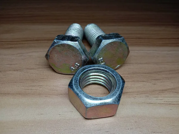 Vas Made Nut Bolt Closeup Eladó — Stock Fotó