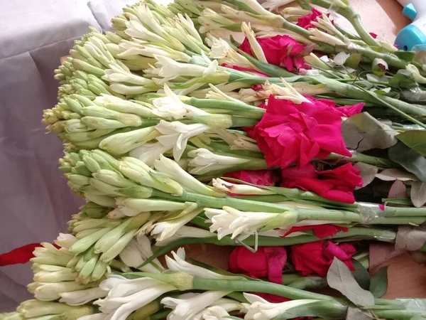 Tuberose and red rose stock on shop for sell