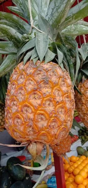 Chutné Zdravé Oranžové Barvy Ananas Zásob Trhu — Stock fotografie