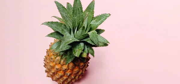 Lezzetli Sağlıklı Turuncu Renkli Ananas Pembe Renkli Arka Planda Yakın — Stok fotoğraf