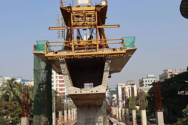 Metro Volar Sobre Línea Visión Con Equipo Construcción —  Fotos de Stock