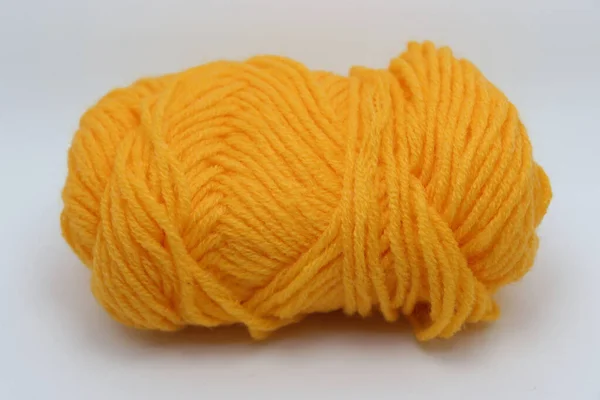 Orange Colored Yarn Closeup White Background — Stock Photo, Image