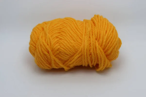 Orange Colored Yarn Closeup White Background — Stock Photo, Image