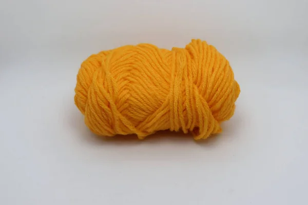 Orange Colored Yarn Closeup White Background — Stock Photo, Image