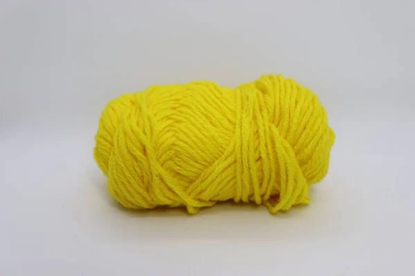 Yellow Colored Yarn Closeup White Background — Stock Photo, Image