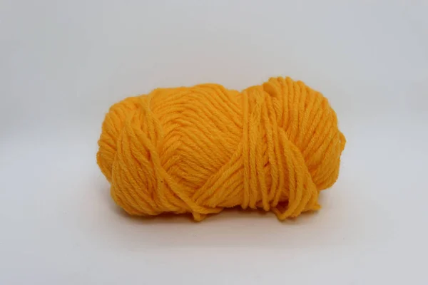 Orange Colored Yarn Closeup White Background — Stock Photo, Image