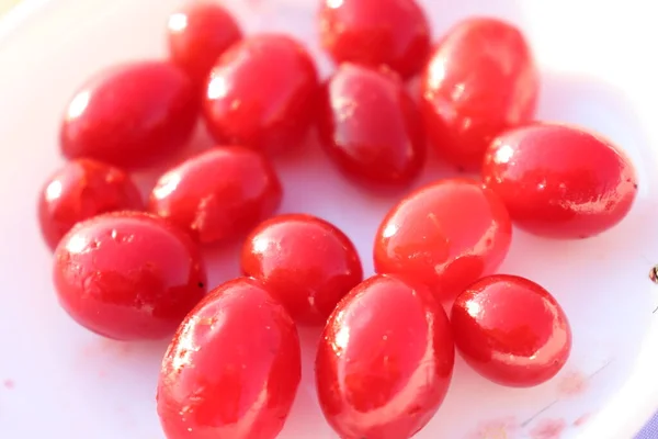 Tasty Healthy Maraschino Cherry Fruit Stock White Background — Stock Photo, Image