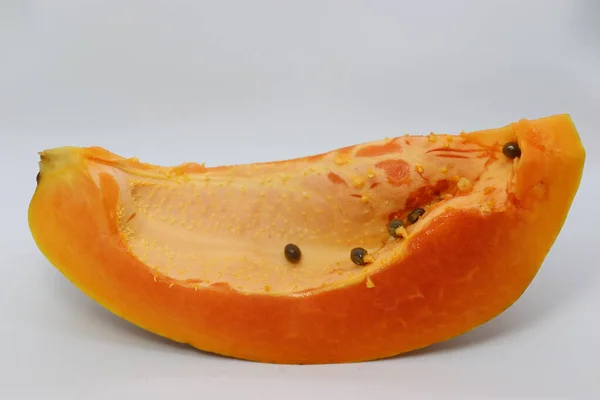 Välsmakande Och Friska Färgglada Papaya Klippa Fred Närbild — Stockfoto