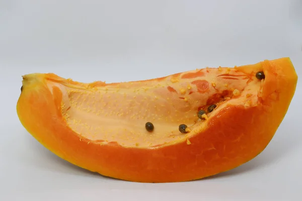 Välsmakande Och Friska Färgglada Papaya Klippa Fred Närbild — Stockfoto