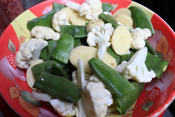 Artículo Vegetal Crudo Mezclado Tazón Para Cocinar —  Fotos de Stock