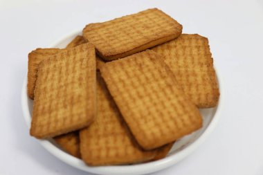 Lezzetli ve sağlıklı kahverengi renkli bisküvi.