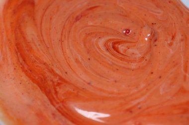 Lezzetli domates sosu karıştırıcısı tabağa yakın.