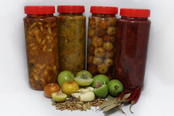 multiple pickle in jar with making item and spice