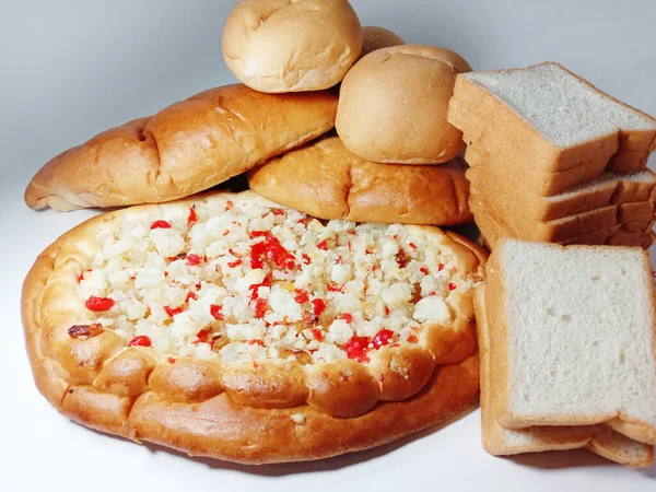 Tasty Healthy Bread Stock White Background — Stock Photo, Image