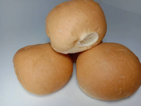 Saboroso Saudável Estoque Pão Fundo Branco — Fotografia de Stock