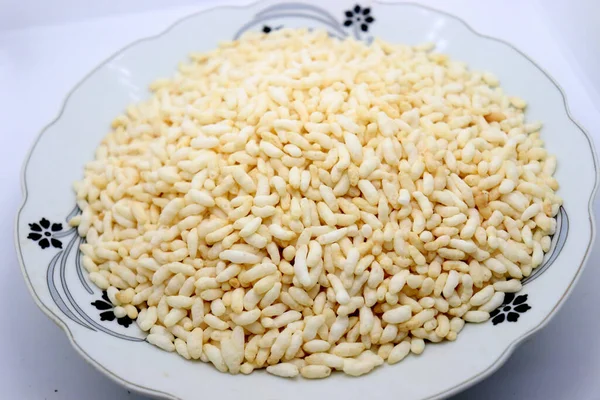 Tasty Healthy Puffed Rice Stock Plate — Stock Photo, Image