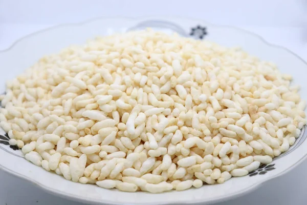 Tasty Healthy Puffed Rice Stock Plate — Stock Photo, Image