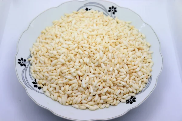 Tasty Healthy Puffed Rice Stock Plate — Stock Photo, Image