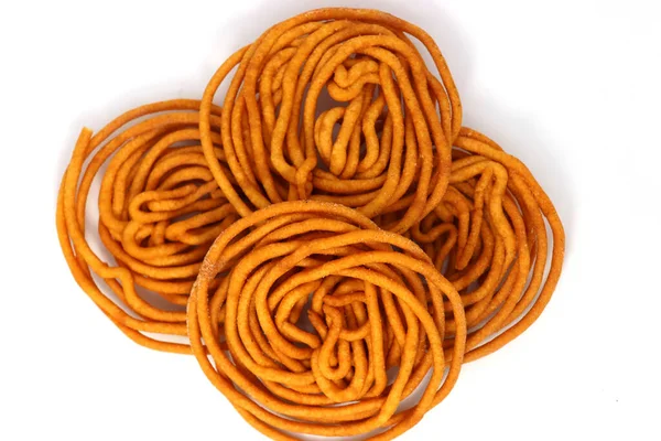 Bangladeshi Smakelijk Geel Gekleurd Gebakken Voedsel Witte Achtergrond — Stockfoto