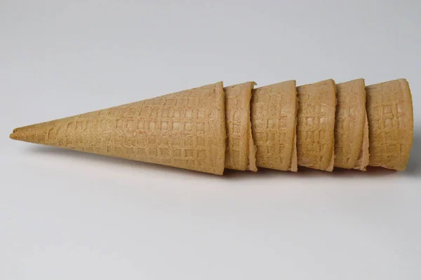 Tasty Ice Cream Cone Stock Gray Background — Stock Photo, Image