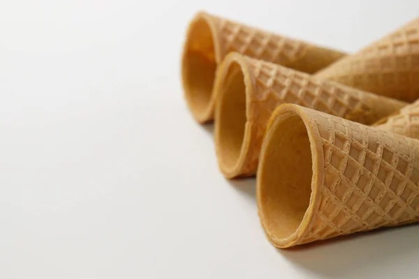 Saboroso Cone Sorvete Estoque Fundo Cinza — Fotografia de Stock