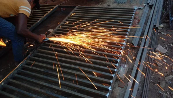 sparking from welding machine when work on shop