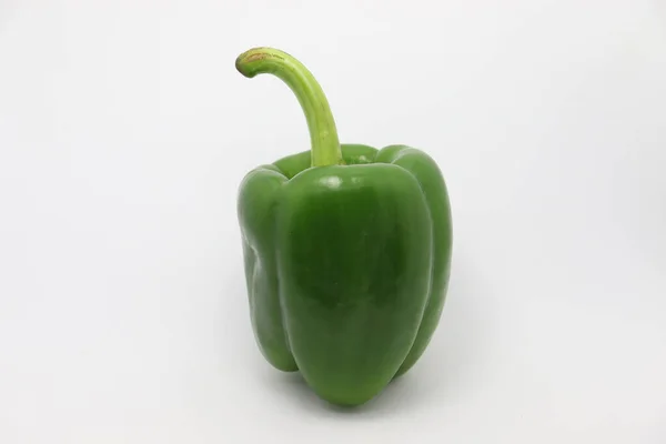 Verde Colorido Capsicum Closeup Fundo Branco — Fotografia de Stock