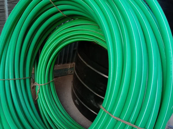 Stock Tuyaux Plastique Couleur Verte Sur Magasin Vendre — Photo