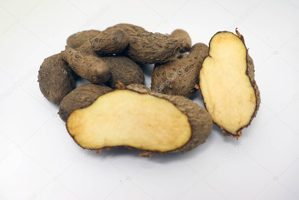 tasty and healthy purple yam stock on white background for sell and cooking
