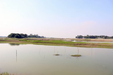 Güzel göl ve gökyüzü manzarası doğayla