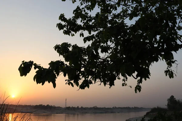 Magnifique Vue Sur Lac Ciel Avec Nature Une Soirée — Photo