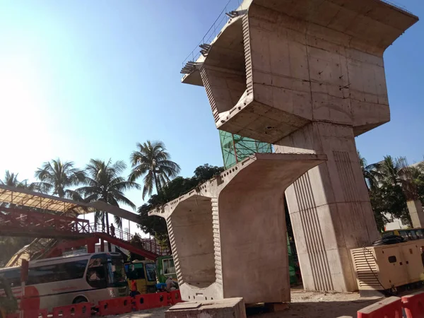 Metro Volar Sobre Línea Visión Con Equipo Construcción —  Fotos de Stock