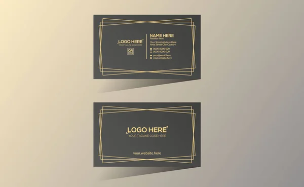 Diseño Tarjetas Visita Vectoriales Color Dorado Negro Para Cualquier Uso — Vector de stock