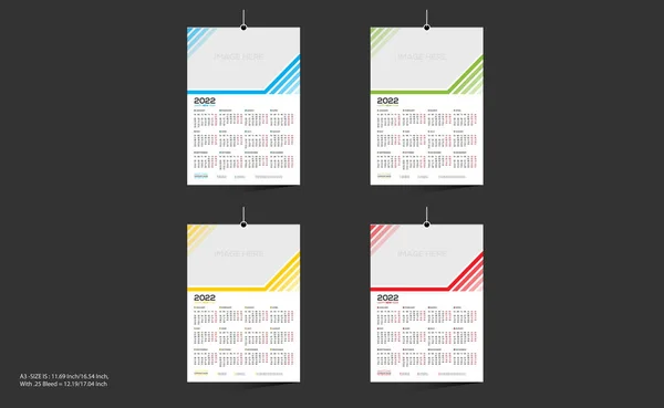Miesięcy Wektor Kolorów 2022 Projektowanie Kalendarza Ściennego Wszelkiego Rodzaju Zastosowań — Wektor stockowy