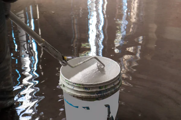 Paint Brush Paint Pot Sealing Painting — Stock Photo, Image