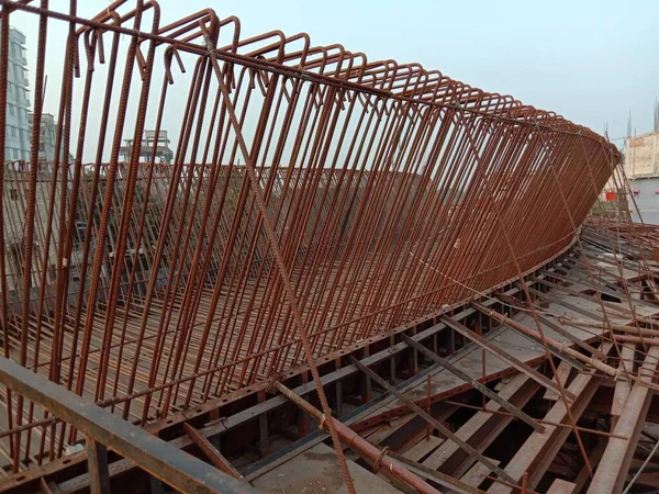 Barra Hierro Estructura Cimentación Loca Flyover Bangladesh —  Fotos de Stock