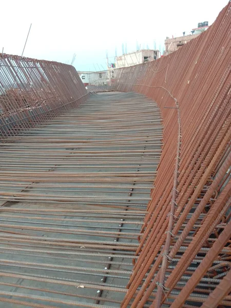 Haste Ferro Estrutura Fundação Louco Viaduto Bangladesh — Fotografia de Stock