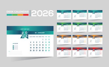 2026 masa vektör takvimi tasarımı