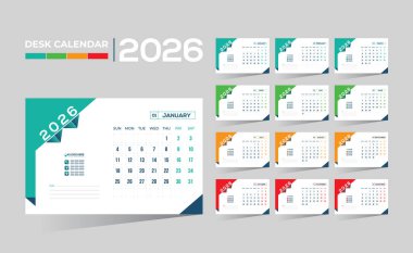 2026 masa vektör takvimi tasarımı