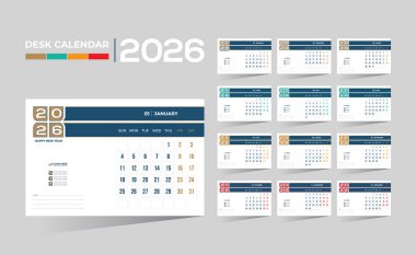 2026 masa vektör takvimi tasarımı