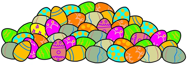 Pile of decorated Easter eggs — Stock Photo, Image