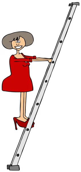 Woman climbing a ladder — Stock Photo, Image