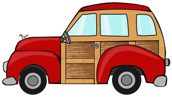 Red Woody station wagon — Foto Stock