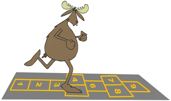 Bull moose playing hopscotch — Stock Photo, Image