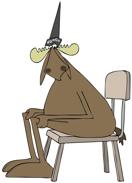 Stupid moose wearing a dunce cap — Stock Photo, Image