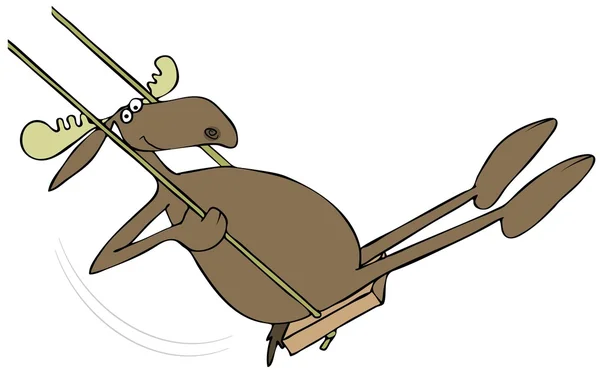 Moose on a wooden swing — Stock Photo, Image